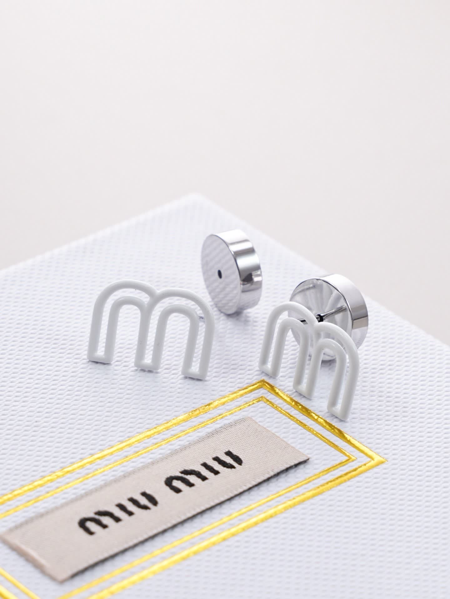 Miu Miu Silver 'M' Stud Earrings